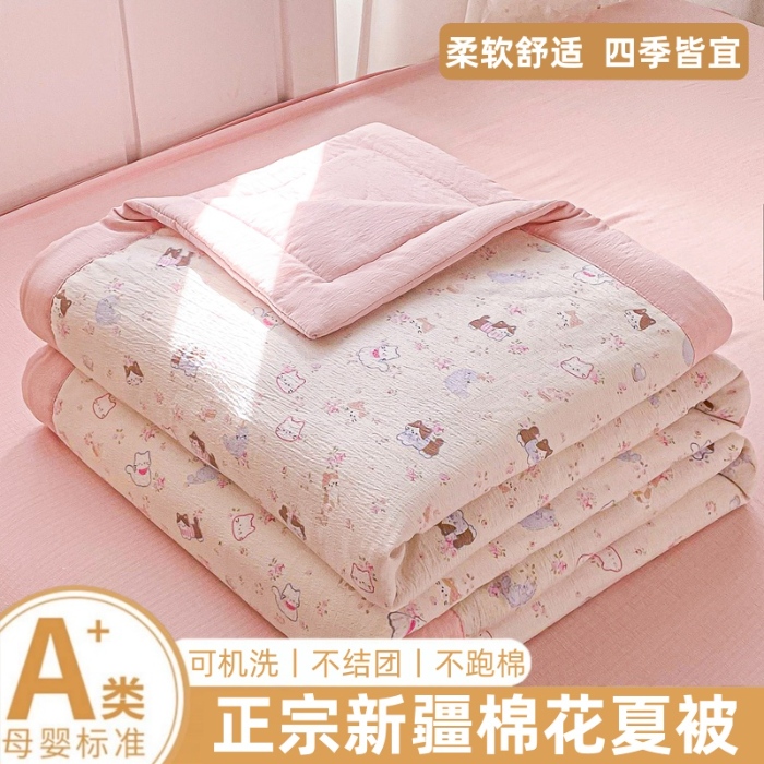 91家纺网 家纺一手货源 找家纺 （总）爱屋及屋 2026新款小清新双层纱宽包边棉花被夏凉被空调被夏被