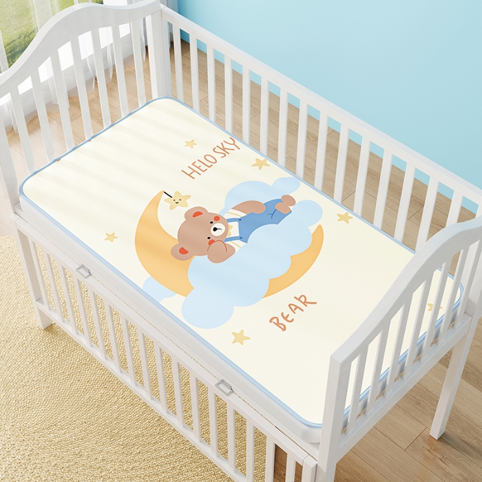 91家纺网 家纺一手货源 找家纺 （总）奇丝雅 2026新款A类数码印花大版1100D水光冰丝凉席凉席婴儿儿童新生【三明治网底】