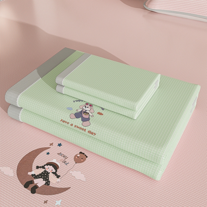 91家纺网 家纺一手货源 找家纺 （总）家品罗兰 2026新款夏季A类碳光凉席三明治透气网冰丝凉席家用双人冰丝席床单可机洗单人学生宿舍上下铺夏天空调软席三件套