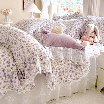 91家纺网 家纺一手货源 找家纺 （总）漫布云家纺 2026春夏新款超柔云朵棉古法水洗棉床盖款四件套--小清新系列