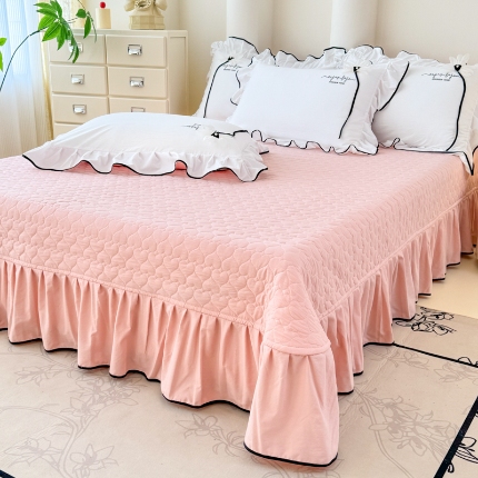 91家纺网 家纺一手货源 找家纺 （总）2026新款A类糯小棉刺绣四件套 撞色立体花朵床盖三件套亲肤夹棉床单四件套单品被套绣花枕套加厚单床盖