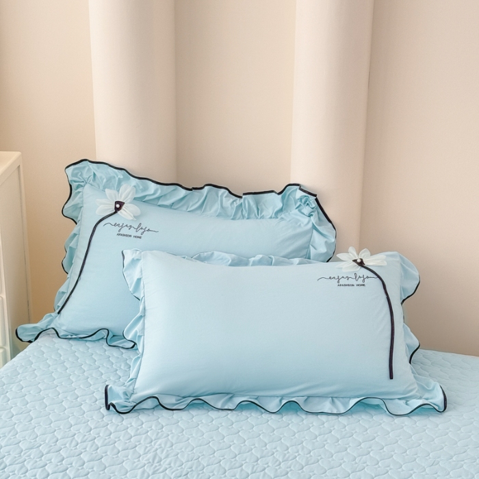 91家纺网 家纺一手货源 找家纺 （总）2026新款A类糯小棉刺绣四件套 撞色立体花朵床盖三件套亲肤夹棉床单四件套单品被套绣花枕套加厚单床盖