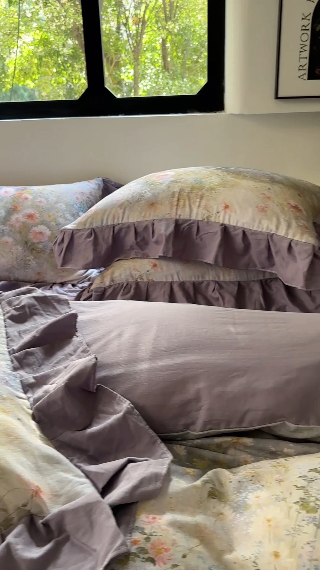 91家纺网 家纺一手货源 找家纺 （总）（总）2026高端韩版法式荷叶边印花纯棉全棉双层纱四件套复古赫本公主风少女花边全棉纯棉双层纱四件套