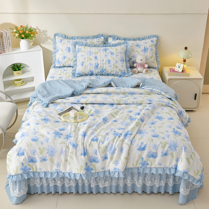 91家纺网 家纺一手货源 找家纺 （总）三友家纺 爆款韩版蕾丝花边床盖四件套（被套款 夏被款）