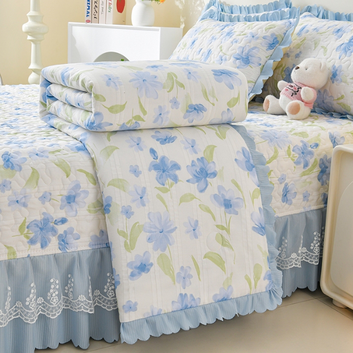 91家纺网 家纺一手货源 找家纺 （总）三友家纺 爆款韩版蕾丝花边床盖四件套（被套款 夏被款）