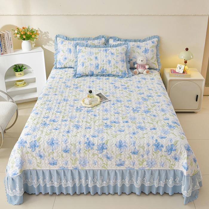91家纺网 家纺一手货源 找家纺 （总）三友家纺 爆款韩版蕾丝花边床盖四件套（被套款 夏被款）
