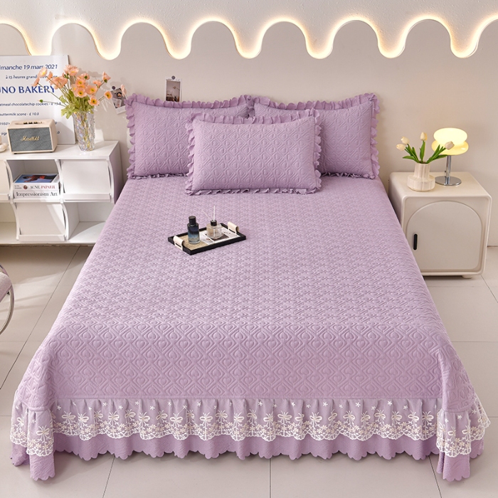 91家纺网 家纺一手货源 找家纺 （总）三友家纺 纯色有氧提花水洗泡泡棉麻床盖四件套 爱恋（被套款 夏被款）