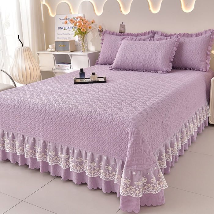 91家纺网 家纺一手货源 找家纺 （总）三友家纺 纯色有氧提花水洗泡泡棉麻床盖四件套 爱恋（被套款 夏被款）