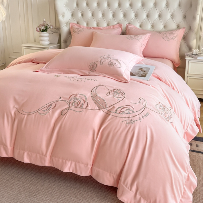 91家纺网 家纺一手货源 找家纺 （总）经年 2026春夏新款云朵棉刺绣四件套-一见倾心