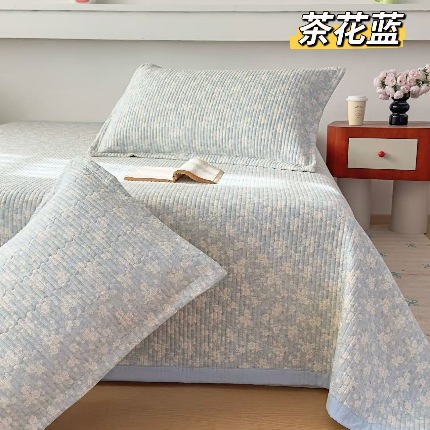 91家纺网 家纺一手货源 找家纺 （总）双层纱床盖三件套 新款全棉纯棉花边防滑夹棉床单单件四季通用