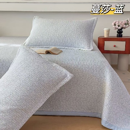 91家纺网 家纺一手货源 找家纺 （总）双层纱床盖三件套 新款全棉纯棉花边防滑夹棉床单单件四季通用