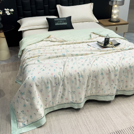 91家纺网 家纺一手货源 找家纺 （总）雅高 2026新品曼珠沙华50s超细旦莱赛尔天丝数码印花镂空抗菌夏被夏凉被子空调被被子