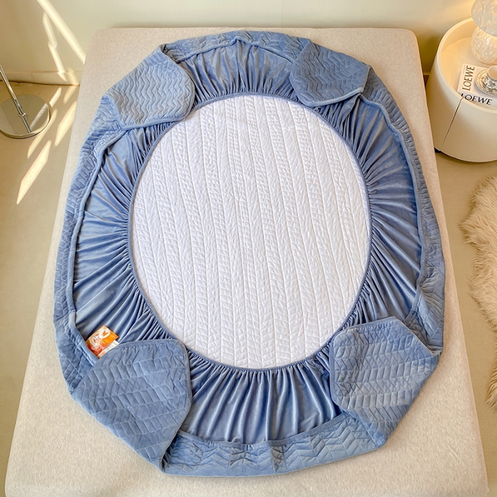 91家纺网 家纺一手货源 找家纺 延遥2026新款A类舒适床笠保暖婴儿绒宝宝绒牛奶绒绗缝夹棉单件床笠 海棠粉