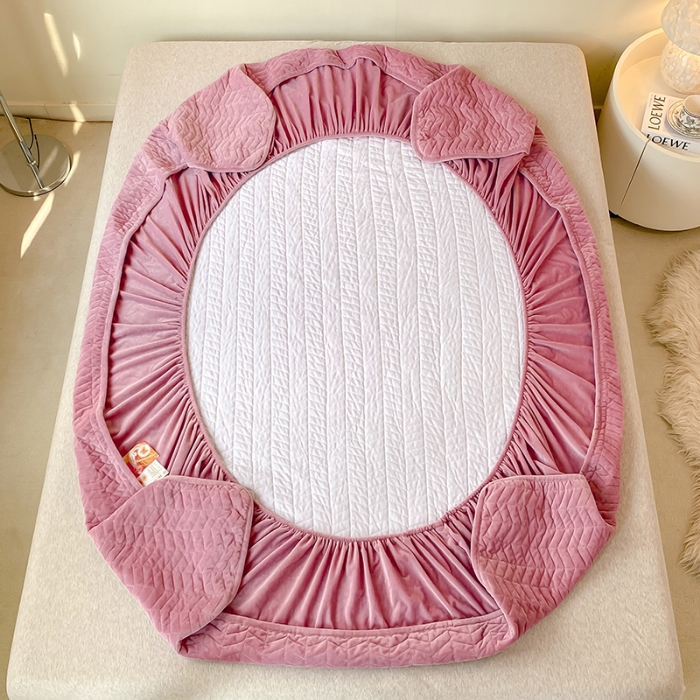 91家纺网 家纺一手货源 找家纺 延遥2026新款A类舒适床笠保暖婴儿绒宝宝绒牛奶绒绗缝夹棉单件床笠 丁香紫