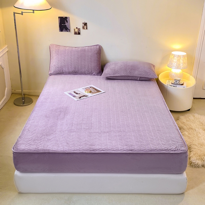 91家纺网 家纺一手货源 找家纺 延遥2026新款A类舒适床笠保暖婴儿绒宝宝绒牛奶绒绗缝夹棉单件床笠 雾蓝