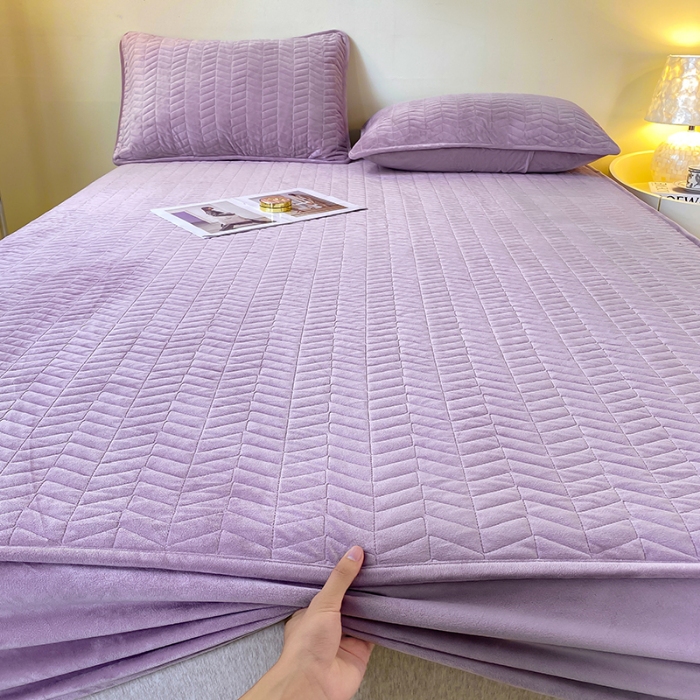 91家纺网 家纺一手货源 找家纺 延遥2026新款A类舒适床笠保暖婴儿绒宝宝绒牛奶绒绗缝夹棉单件床笠 雾蓝