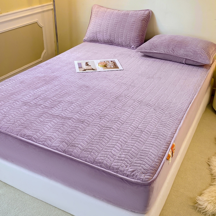 91家纺网 家纺一手货源 找家纺 延遥2026新款A类舒适床笠保暖婴儿绒宝宝绒牛奶绒绗缝夹棉单件床笠 雾蓝