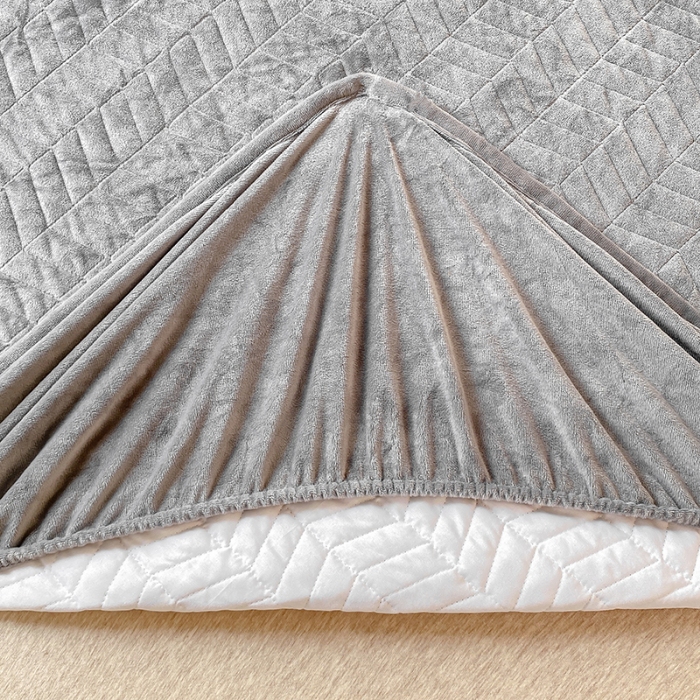 91家纺网 家纺一手货源 找家纺 延遥2026新款A类舒适床笠保暖婴儿绒宝宝绒牛奶绒绗缝夹棉单件床笠 烟灰