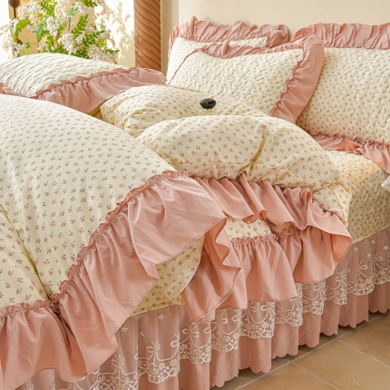 91家纺网 家纺一手货源 找家纺 （总）三友家纺 爆款法式中古风蕾丝床盖四件套AA款/AB款（被套款/夏被款）