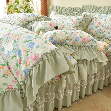 91家纺网 家纺一手货源 找家纺 （总）三友家纺 爆款法式中古风蕾丝床盖四件套AA款/AB款（被套款/夏被款）