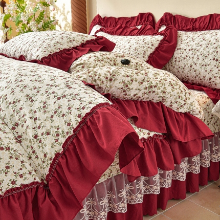 91家纺网 家纺一手货源 找家纺 （总）三友家纺 爆款法式中古风蕾丝床盖四件套AA款/AB款（被套款/夏被款）