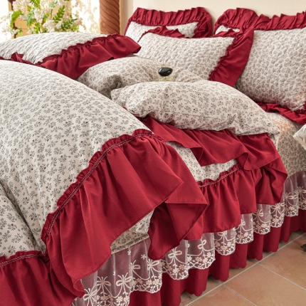 91家纺网 家纺一手货源 找家纺 （总）三友家纺 爆款法式中古风蕾丝床盖四件套AA款/AB款（被套款/夏被款）