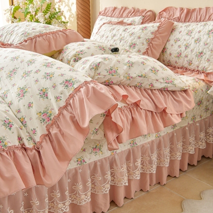91家纺网 家纺一手货源 找家纺 （总）三友家纺 爆款法式中古风蕾丝床盖四件套AA款/AB款（被套款/夏被款）