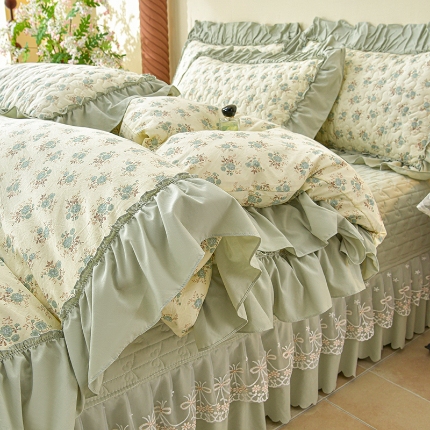 91家纺网 家纺一手货源 找家纺 （总）三友家纺 爆款法式中古风蕾丝床盖四件套AA款/AB款（被套款/夏被款）