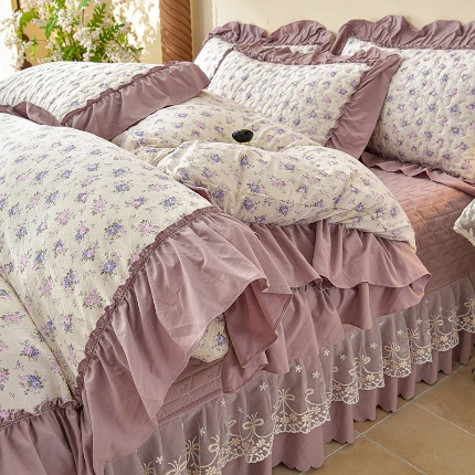 91家纺网 家纺一手货源 找家纺 （总）三友家纺 爆款法式中古风蕾丝床盖四件套AA款/AB款（被套款/夏被款）