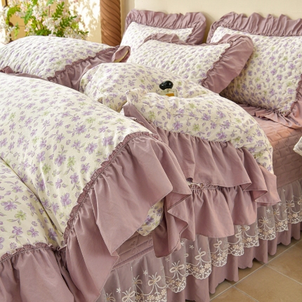 91家纺网 家纺一手货源 找家纺 （总）三友家纺 爆款法式中古风蕾丝床盖四件套AA款/AB款（被套款/夏被款）