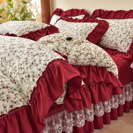 91家纺网 家纺一手货源 找家纺 （总）三友家纺 爆款法式中古风蕾丝床盖四件套AA款/AB款（被套款/夏被款）