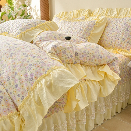 91家纺网 家纺一手货源 找家纺 （总）三友家纺 纯色有氧提花水洗泡泡棉麻床盖四件套 爱恋（被套款 夏被款）