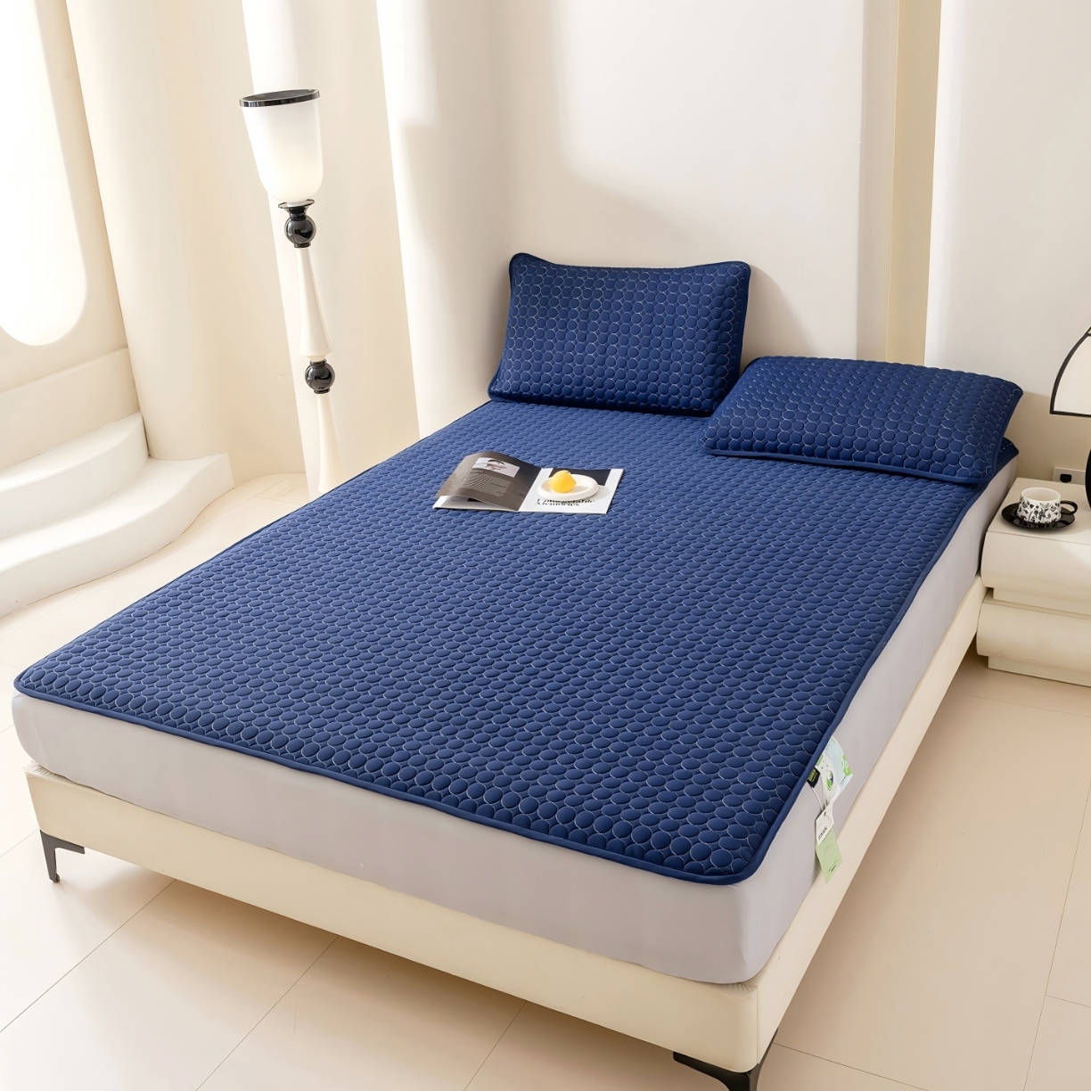 91家纺网 家纺一手货源 找家纺 （总）深睡棉硅胶凉席 床笠 凉感科技 纯色凉感丝 大气 简约 高级感  乳胶 硅胶