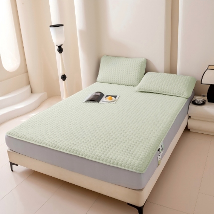 91家纺网 家纺一手货源 找家纺 （总）深睡棉硅胶凉席 床笠 凉感科技 纯色凉感丝 大气 简约 高级感  乳胶 硅胶