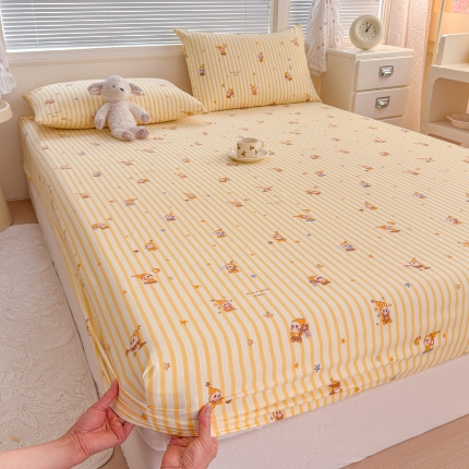 （总）2026春夏新款水洗古棉单床笠 床笠三件套