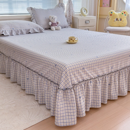 91家纺网 家纺一手货源 找家纺 （总）2026春夏新花边款水洗古棉单床裙 单床单 床盖