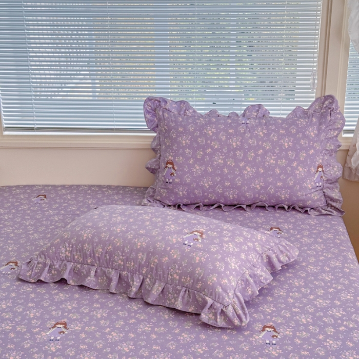 91家纺网 家纺一手货源 找家纺 （总）2026春夏新花边款水洗古棉单床裙 单床单 床盖