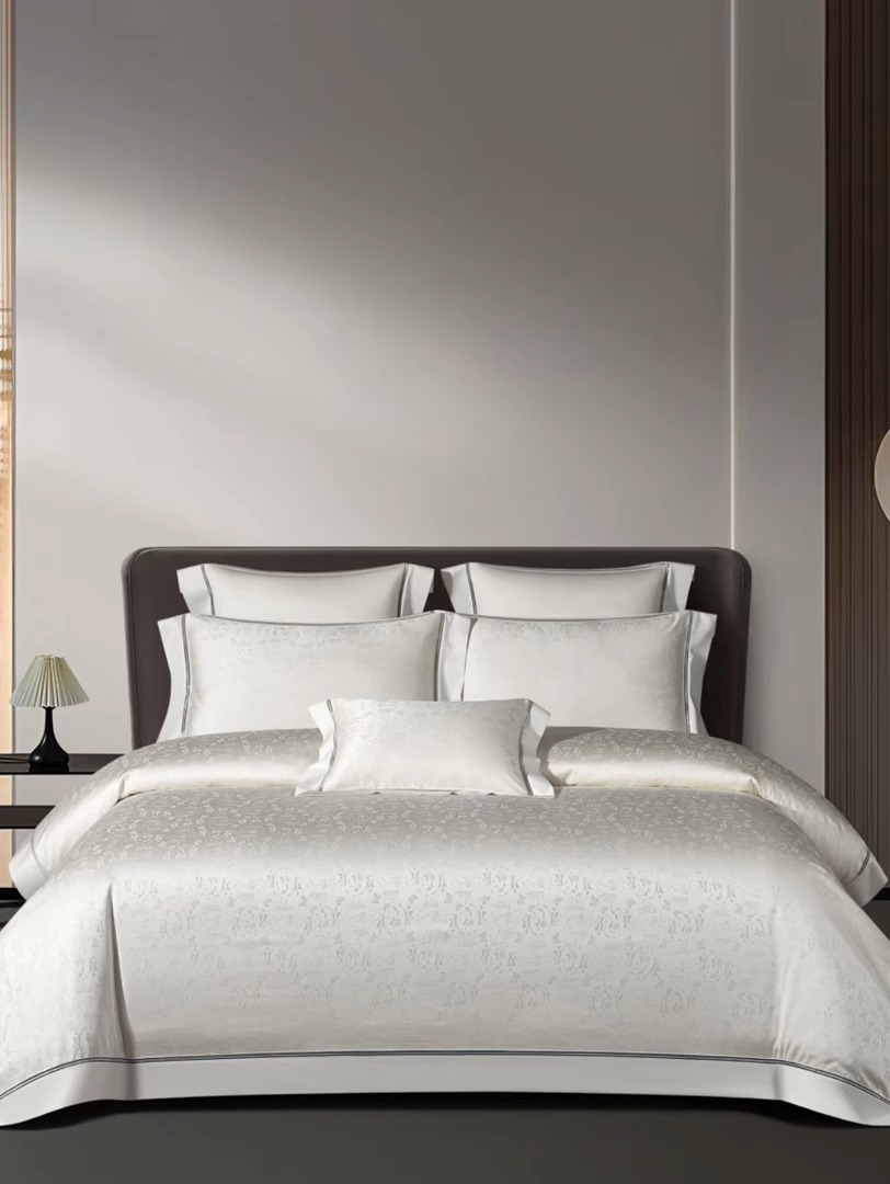 91家纺网 家纺一手货源 找家纺 100S天丝棉提花镂空四件套可定制规格 月白凝香