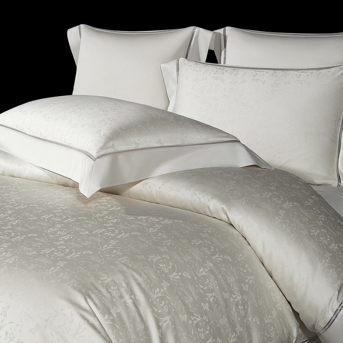 91家纺网 家纺一手货源 找家纺 100S天丝棉提花镂空四件套可定制规格 月白凝香