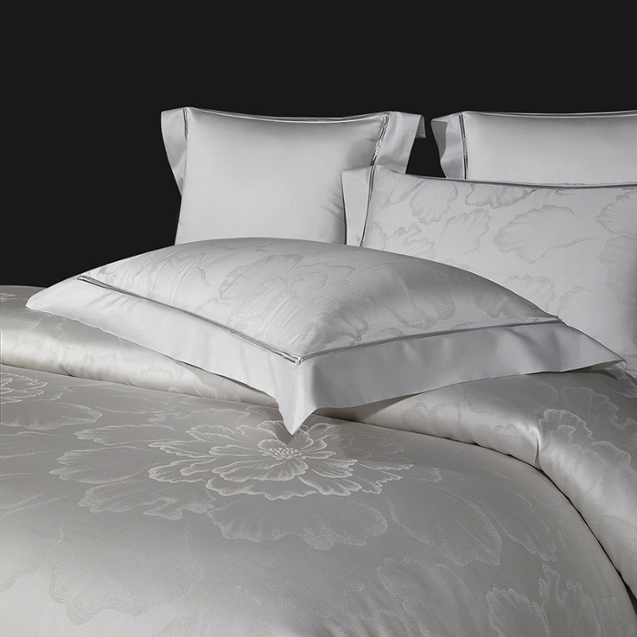 91家纺网 家纺一手货源 找家纺 100S天丝棉提花镂空四件套可定制规格 云柔花影·灰