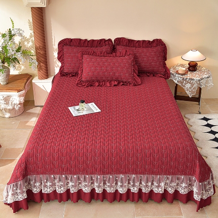 91家纺网 家纺一手货源 找家纺 （总）三友家纺 爆款法式中古风蕾丝床盖三件套