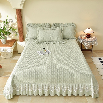 91家纺网 家纺一手货源 找家纺 （总）三友家纺 爆款法式中古风蕾丝床盖三件套