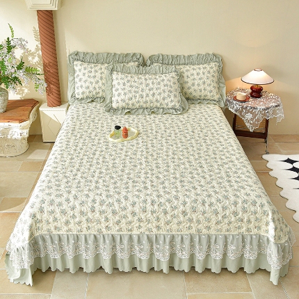 91家纺网 家纺一手货源 找家纺 （总）三友家纺 爆款法式中古风蕾丝床盖三件套
