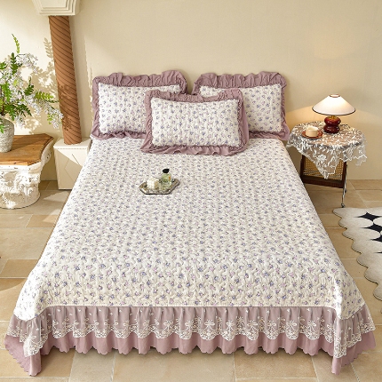 91家纺网 家纺一手货源 找家纺 （总）三友家纺 爆款法式中古风蕾丝床盖三件套