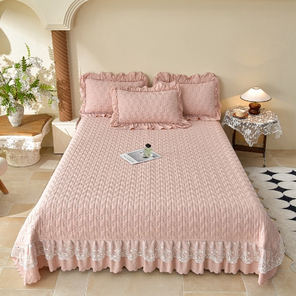 91家纺网 家纺一手货源 找家纺 （总）三友家纺 爆款法式中古风蕾丝床盖三件套