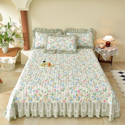 91家纺网 家纺一手货源 找家纺 （总）三友家纺 爆款法式中古风蕾丝床盖三件套