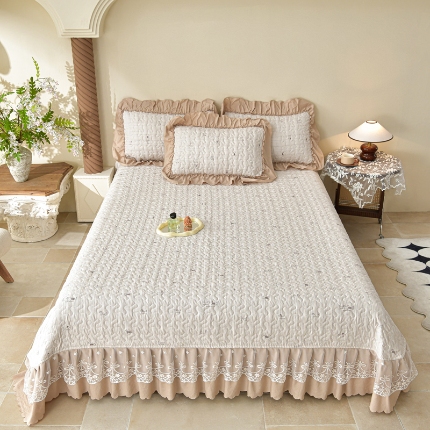 91家纺网 家纺一手货源 找家纺 （总）三友家纺 爆款法式中古风蕾丝床盖三件套