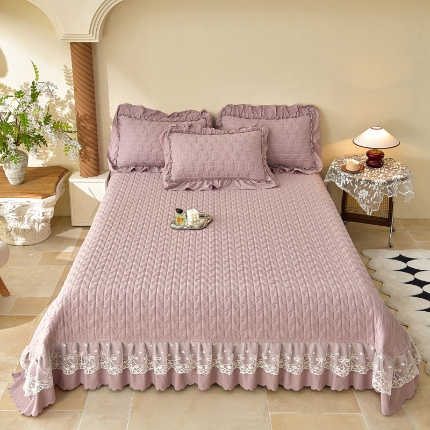 91家纺网 家纺一手货源 找家纺 （总）三友家纺 爆款法式中古风蕾丝床盖三件套