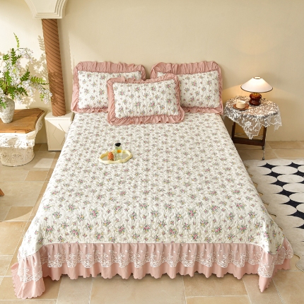 91家纺网 家纺一手货源 找家纺 （总）三友家纺 爆款法式中古风蕾丝床盖三件套