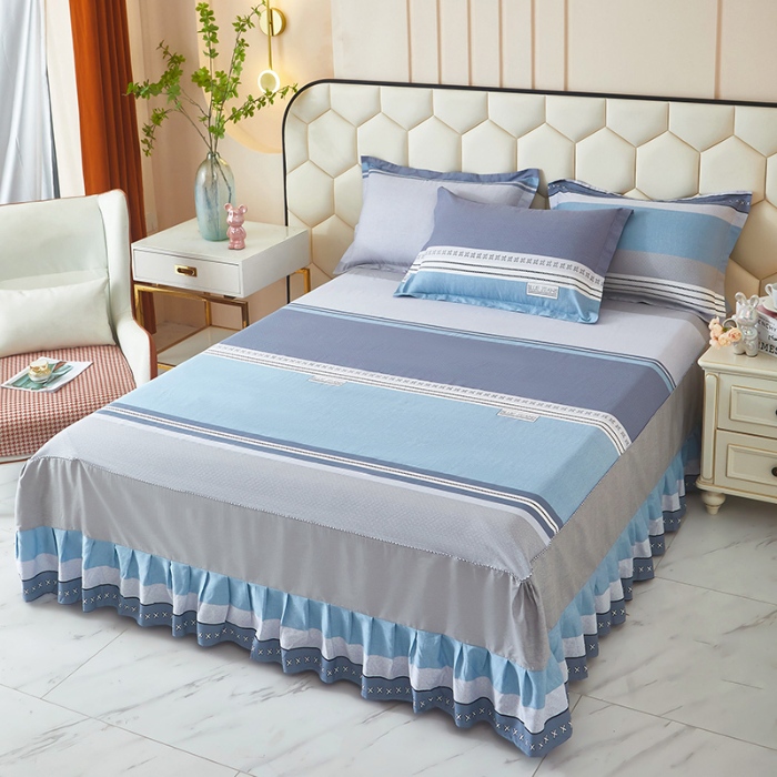 91家纺网 家纺一手货源 找家纺 （总1）安逸家纺 12868 新款全棉纯棉床裙床罩学生全棉纯棉单床裙
